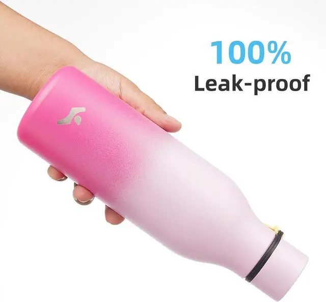 Alt view image 5 of 6 - Insulated Water Bottle with Strap 18 oz Double Wall Stainless Steel Vacuum Bottles Metal Water Flask Cherry