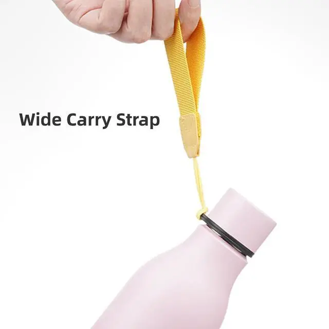 Alt view image 4 of 6 - Insulated Water Bottle with Strap 18 oz Double Wall Stainless Steel Vacuum Bottles Metal Water Flask Cherry