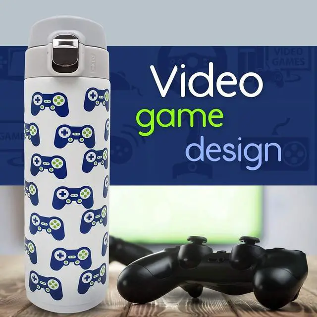 Alt view image 7 of 7 - Kids Water Bottle Stainless Steel Video Game Design Insulated Water Bottles for Kids - Proof Lock Lid No Straw Dishwasher Safe