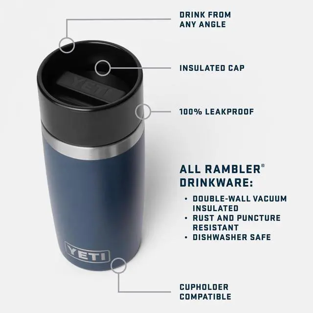 Alt view image 2 of 7 - Rambler 12 oz Travel Bottle Stainless Steel Vacuum Insulated with Leakproof Commuter Cap Black