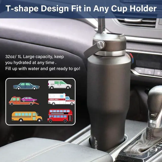 Alt view image 5 of 7 - 32oz Stainless Steel Water Bottle(Cold for 48 Hrs Hot for 24 Hrs) Double Wall Vacuum Insulated Water Flask with Straw Lid Spout Lid and Flex Cap Fit in Any Car Cup Holder Cobalt