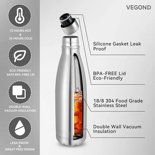Alt view image 2 of 7 - 17oz Stainless Steel Water Bottles Bulk Reusable Metal Sports Water Bottle Keeps Drink Hot and Cold BPA Free Double Wall Vacuum Cola Shape Insulated Water Bottles for Camping Gym 8 Pack