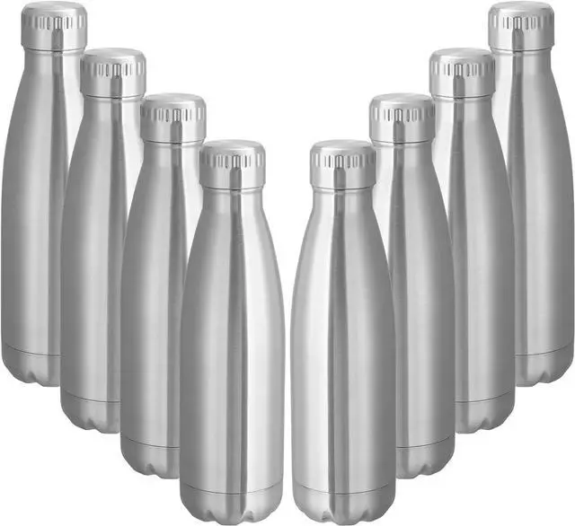 Main image of 17oz Stainless Steel Water Bottles Bulk Reusable Metal Sports Water Bottle Keeps Drink Hot and Cold BPA Free Double Wall Vacuum Cola Shape Insulated Water Bottles for Camping Gym 8 Pack