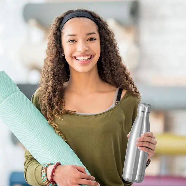 Alt view image 6 of 7 - 17oz Stainless Steel Water Bottles Bulk Reusable Metal Sports Water Bottle Keeps Drink Hot and Cold BPA Free Double Wall Vacuum Cola Shape Insulated Water Bottles for Camping Gym 8 Pack