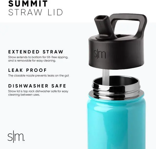 Alt view image 3 of 5 - Water Bottle with Straw Lid Vacuum Insulated Stainless Steel Metal Thermos | Reusable Leak Proof BPA-Free Flask for Gym Travel Sports | Summit Collection | 32oz Light Blue