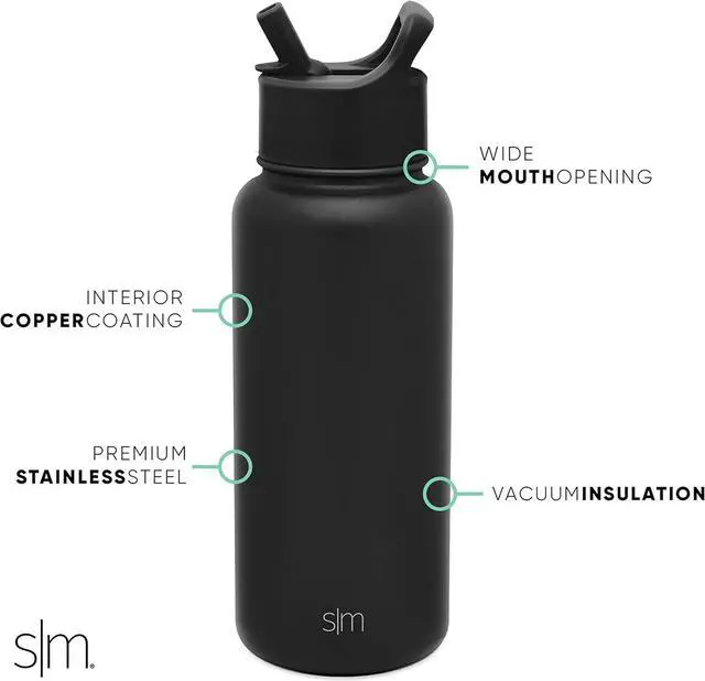 Alt view image 4 of 5 - Water Bottle with Straw Lid Vacuum Insulated Stainless Steel Metal Thermos | Reusable Leak Proof BPA-Free Flask for Gym Travel Sports | Summit Collection | 32oz Light Blue