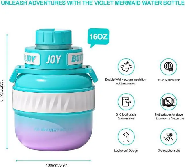 Alt view image 3 of 7 - Stainless Steel Double Vacuum Insulated Water Bottle for Cold Drinks Sports Travel Fashion Office Leak-proof Flip Cold Iced for 12 Hours 16OZ / 500ML