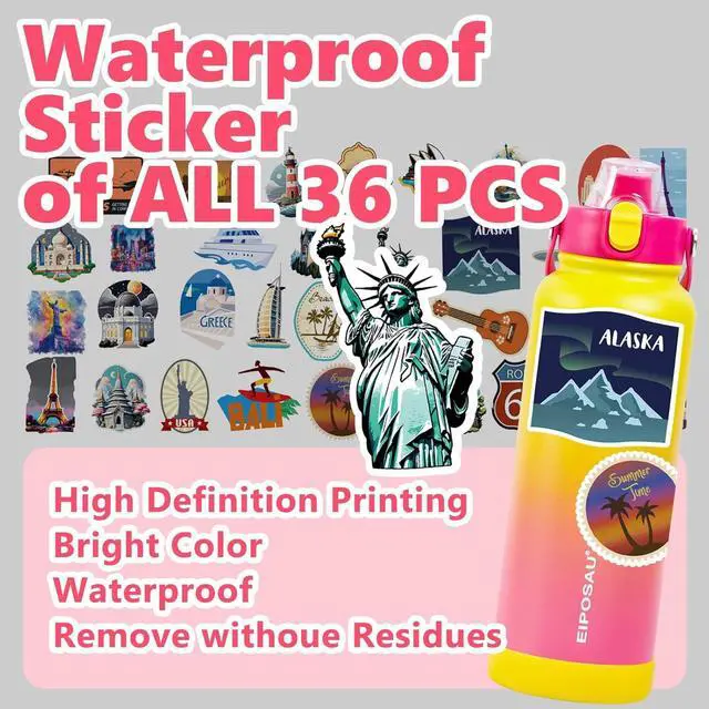 Alt view image 6 of 7 - Insulated Water Bottle with Lid & Boot & Stickers 40 oz Stainless Steel Sweat Free Bottle Keep Cold 24H BPA-Free Sports Wide Mouth Water Bottle YellowRed