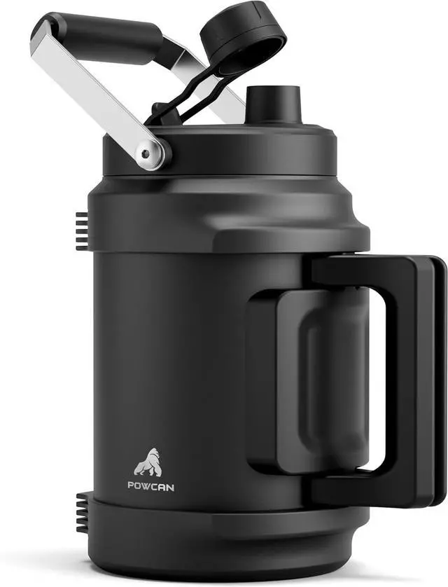 Main image of 64 oz Insulated Water Bottle for Gym: 2-in-1 Straw Spout Lid Dual Handle Leakproof Keep Cold 36H Half Gallon Stainless Steel Water Jug for Travel Hiking Cycling Park Workout Picnic (Midnight)