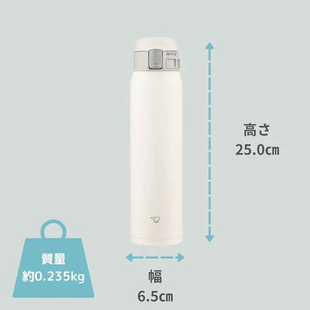 Alt view image 7 of 7 - SM-SF60-WM Water Bottle Direct Drinking One-Touch Opening Stainless Steel Mug 20.3 fl oz (600 ml) Pale White