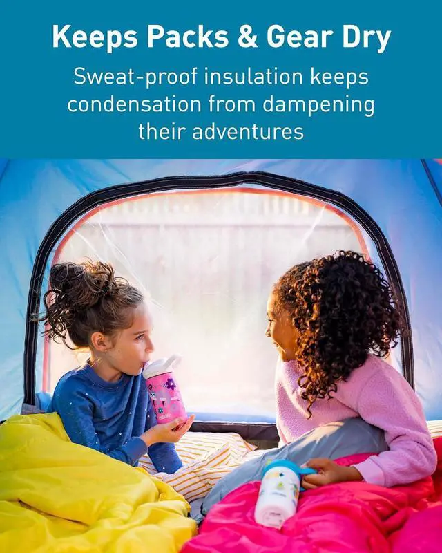 Alt view image 3 of 6 - Eddy+ Kids Bite Valve Straw Insulated Stainless Steel Water Bottle Bugs 12oz