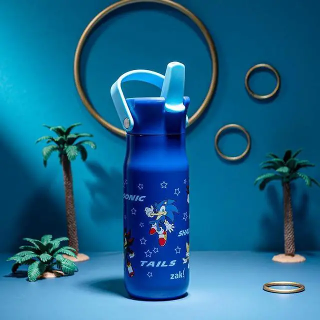 Alt view image 2 of 7 - Harmony Sonic the Hedgehog Water Bottle for Travel or Home 20oz Recycled Stainless Steel is Leak-Proof When Closed and Vacuum Insulated with Straw Lid and Carry Handle (Sonic & Friends)