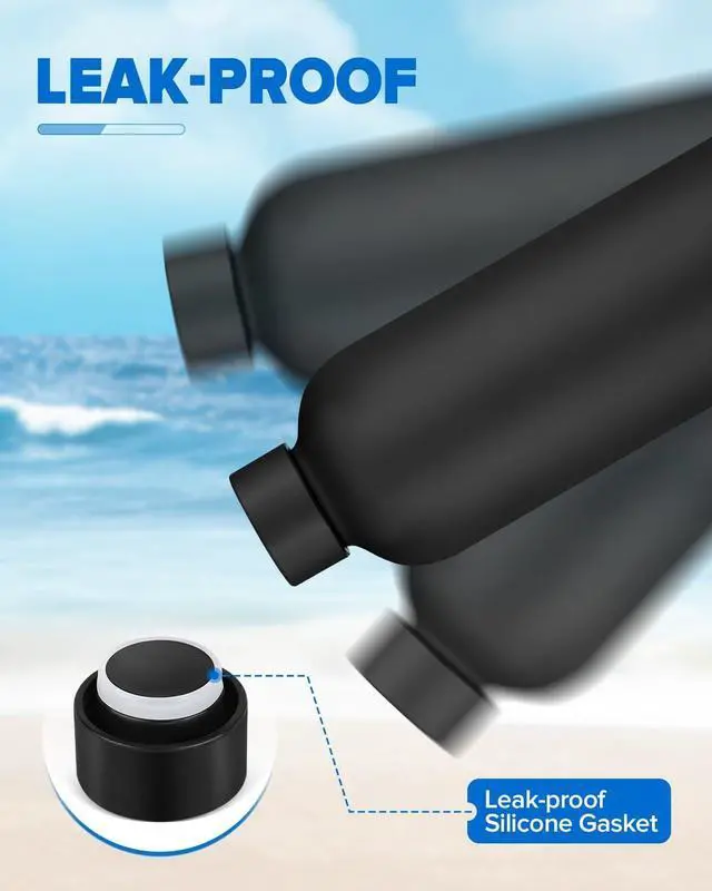 Alt view image 3 of 7 - Insulated Water Bottle with Lid 25 oz Reusable Leak-Proof Metal Stainless Steel Water Bottles for Travel Sports Gym Outdoor (Black)