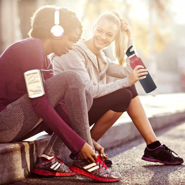 Alt view image 7 of 7 - 24oz Insulated Water Bottles Bulk 2 Pack Stainless Steel Double Wall Sport Bottle with Straw Lid Metal Reusable Thermoses Cup with Hand Cap for School Cyclists Hikers Gift (Assorted Set of 2)