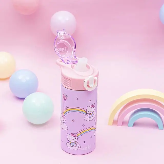 Alt view image 2 of 7 - Sanrio Sage Kids Water Bottle For School or Travel 14oz Stainless Steel Water Bottle With Straw Handle and Leak-Proof Pop-Up Spout Cover (Hello Kitty)