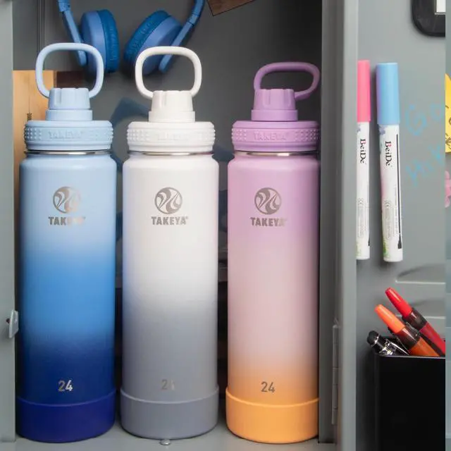 Alt view image 6 of 6 - Actives Water Bottle with Spout Lid - Bottle with Double Stainless Steel Insulation - Dishwasher Safe & BPA-Free - Bottle with Spout Lid & Removable Bumper - 24 oz Ombre Pacific Blue