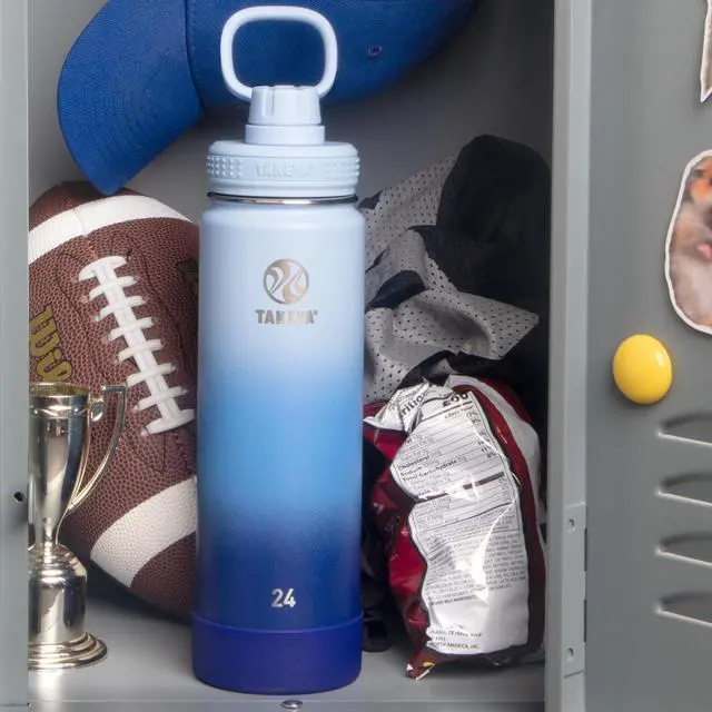 Alt view image 5 of 6 - Actives Water Bottle with Spout Lid - Bottle with Double Stainless Steel Insulation - Dishwasher Safe & BPA-Free - Bottle with Spout Lid & Removable Bumper - 24 oz Ombre Pacific Blue