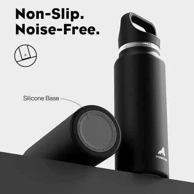 Alt view image 5 of 7 - 40 oz Insulated Water Bottle for Outdoors: 3 Lids Leakproof Keep Ice 24H and Hot 12H Double Wall Large Metal Water Flask with Handle for Camping Hiking Climbing Workout Travel (Midnight Black)