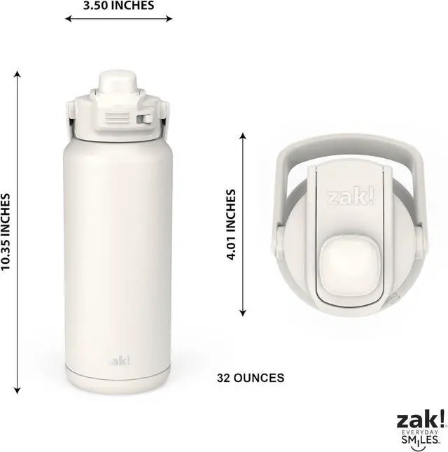 Alt view image 5 of 7 - Beacon Straw Lid Water Bottle for Travel or At Home 32oz Stainless Steel is Leak-Proof and Vacuum Insulated with Silicone Spout Cover Carry Handle Protective Base (Linen White)