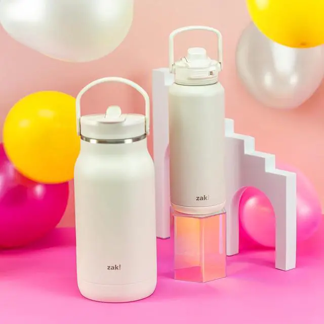 Alt view image 7 of 7 - Beacon Straw Lid Water Bottle for Travel or At Home 32oz Stainless Steel is Leak-Proof and Vacuum Insulated with Silicone Spout Cover Carry Handle Protective Base (Linen White)