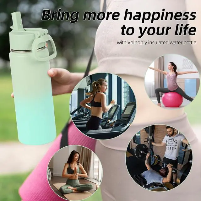 Alt view image 5 of 7 - 20oz Insulated Stainless Steel Water Bottle With Straw Lid Bulk 8 Pack Kids Double Wall Vacuum Cups With Handle Reusable Outdoor Sports Metal Bottles Travel Flask Keep Cold(Assorted 8)