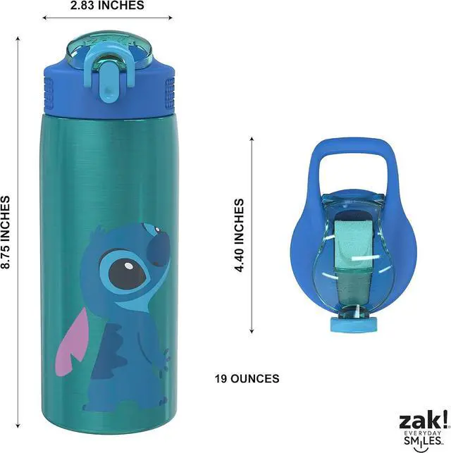 Alt view image 5 of 7 - Disney Lilo and Stitch Water Bottle for Travel and At Home 19 oz Vacuum Insulated Stainless Steel with Locking Spout Cover Built-In Carrying Loop Leak-Proof Design (Stitch)