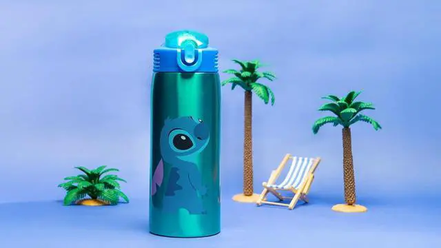 Alt view image 7 of 7 - Disney Lilo and Stitch Water Bottle for Travel and At Home 19 oz Vacuum Insulated Stainless Steel with Locking Spout Cover Built-In Carrying Loop Leak-Proof Design (Stitch)