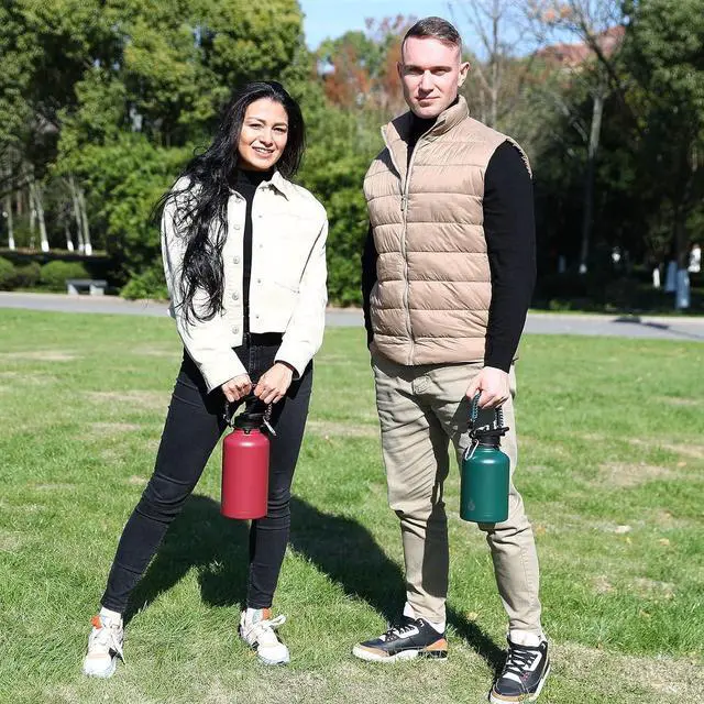 Alt view image 6 of 6 - Insulated Water Bottles with Straw Lid 50oz Large Water Jug Stainless Steel Vacuum Bottles Hot & Cold Thermos with 3 Lids and Paracord Handle Army Green