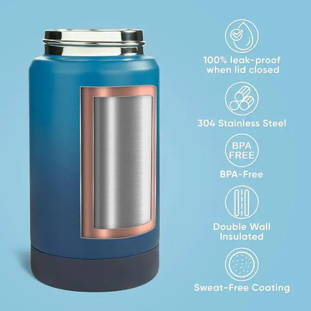 Alt view image 3 of 7 - 12 oz Water Bottle Kids Water Bottles for School Toddler Water Bottle with Straw & Handle 304 Stainless Steel Insulated Water Bottle Non-slip Silicone Base BPA Free Gradient Blue