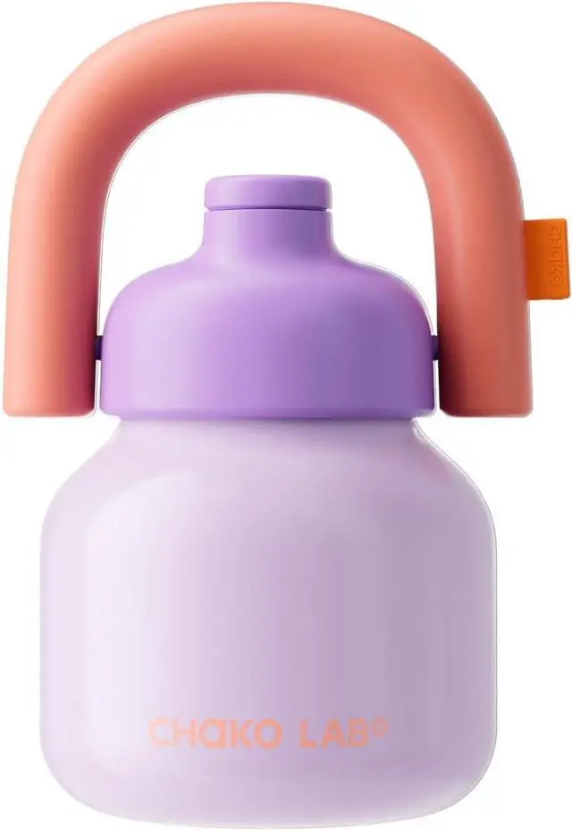 Main image of Water Bottle with Straw and Carry Handle | Wide Mouth vacuum insulated stainless steel Bottles | Reusable leak-proof and BPA-free | 33oz (Purple&Orange)