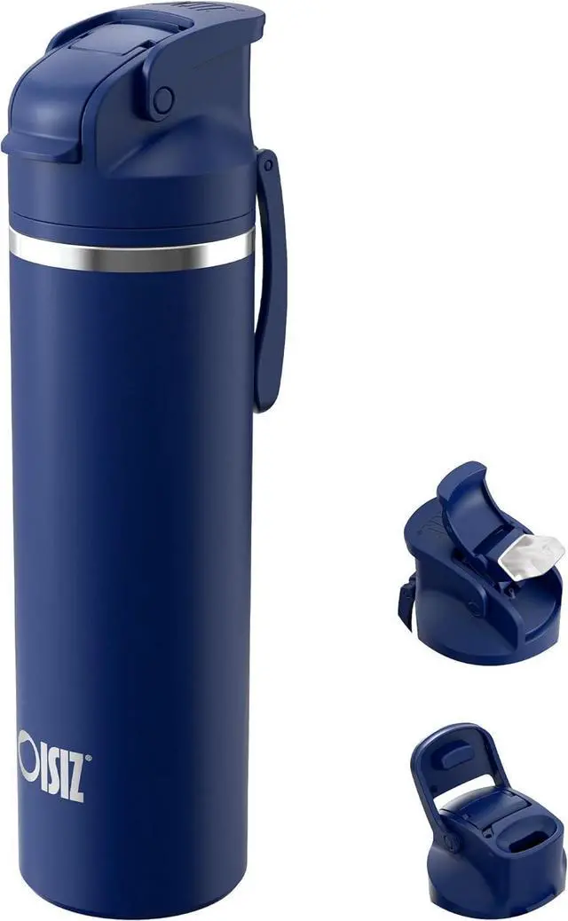 Main image of Insulated Water Bottle 24 oz with 2-in-1 Straw and Spout Lid Leakproof and BPA Free Keep Cold 24H Vacuum Stainless Steel Water Bottle for School Travel and Sports All Dishwasher Safe