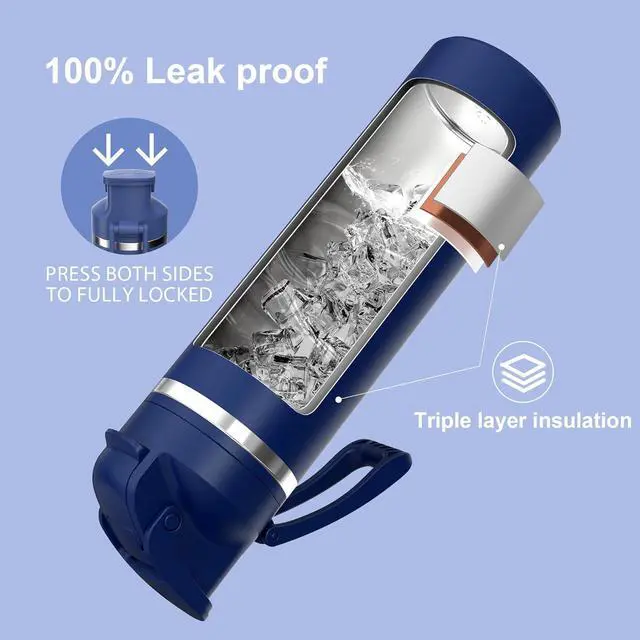 Alt view image 4 of 7 - Insulated Water Bottle 24 oz with 2-in-1 Straw and Spout Lid Leakproof and BPA Free Keep Cold 24H Vacuum Stainless Steel Water Bottle for School Travel and Sports All Dishwasher Safe