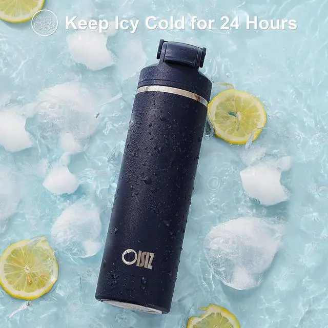 Alt view image 5 of 7 - Insulated Water Bottle 24 oz with 2-in-1 Straw and Spout Lid Leakproof and BPA Free Keep Cold 24H Vacuum Stainless Steel Water Bottle for School Travel and Sports All Dishwasher Safe