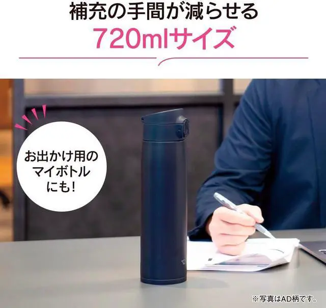 Alt view image 5 of 5 - SM-VA72-AM Water Bottle One-Touch Stainless Steel Mug Seamless 24.3 fl oz (720 ml) Mint Blue