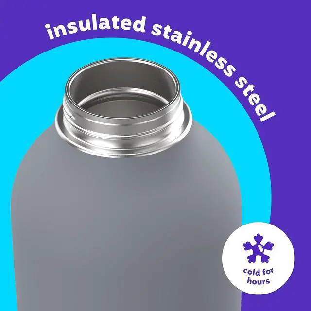 Alt view image 3 of 6 - Radiant Stainless Steel Simple-Lid Rubberized Water Bottle Bass 64oz.