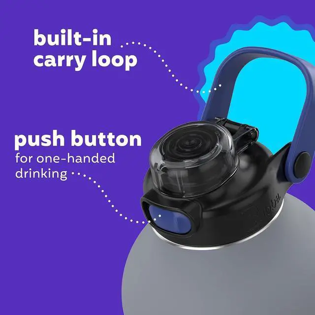 Alt view image 2 of 6 - Radiant Stainless Steel Simple-Lid Rubberized Water Bottle Bass 64oz.