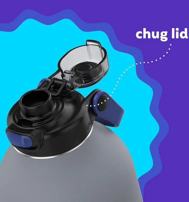 Alt view image 5 of 6 - Radiant Stainless Steel Simple-Lid Rubberized Water Bottle Bass 64oz.