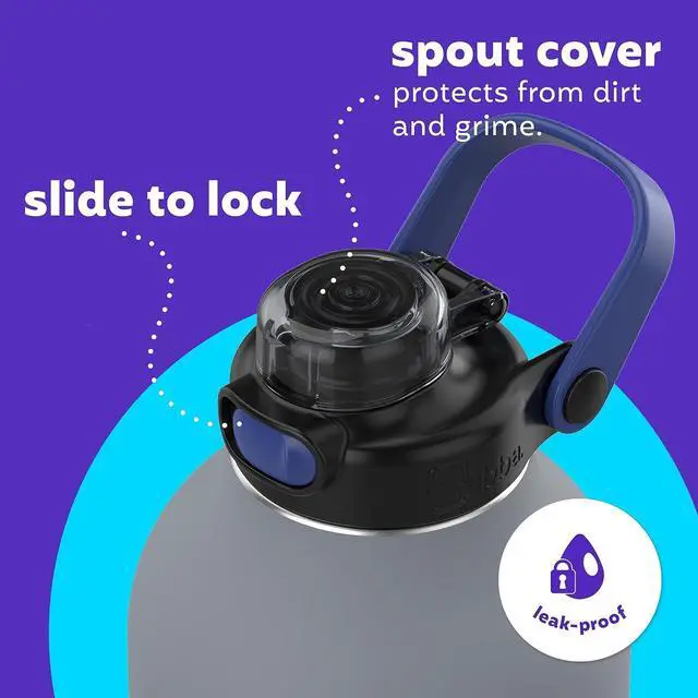 Alt view image 4 of 6 - Radiant Stainless Steel Simple-Lid Rubberized Water Bottle Bass 64oz.