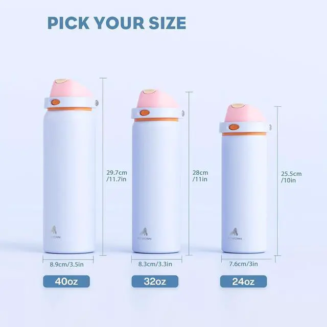 Alt view image 7 of 7 - 32 oz Metal Water Bottle for School: One-hand Push Button Lid Leakproof Keep Cold 24Hrs BPA-Free Stainless Steel Insulated Flask with Straw for Gym Camping Hiking Outdoors (Lilac Mood)