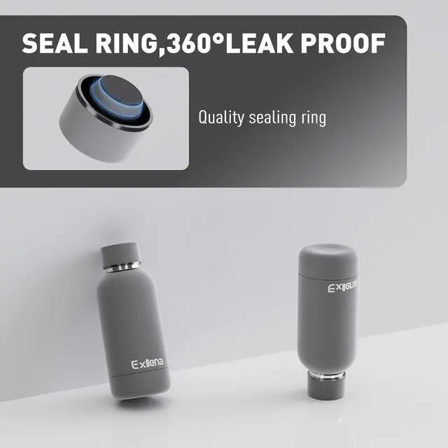 Alt view image 2 of 7 - Small Water Bottle 12oz with Clip Double Wall Stainless Steel Vacuum Small Insulated Water Bottle Keeps Drinks Cold 24 Hrs/Hot 12 Hrs for Kids Handbag School BPA Free (Grey)