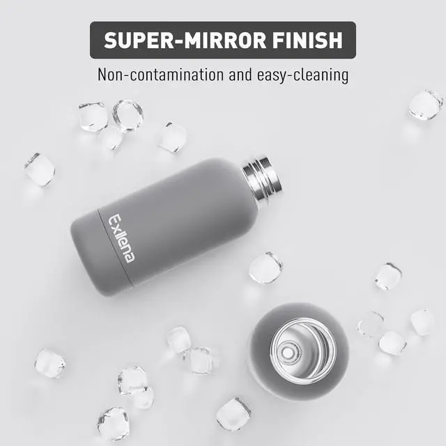 Alt view image 5 of 7 - Small Water Bottle 12oz with Clip Double Wall Stainless Steel Vacuum Small Insulated Water Bottle Keeps Drinks Cold 24 Hrs/Hot 12 Hrs for Kids Handbag School BPA Free (Grey)