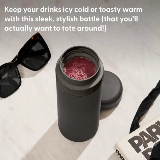 Alt view image 2 of 7 - Porter Insulated Bottle 20 oz | Clean Taste Ceramic Coating for Water Coffee & Tea | Wide Mouth Vacuum Insulated | Dishwasher Safe Cream