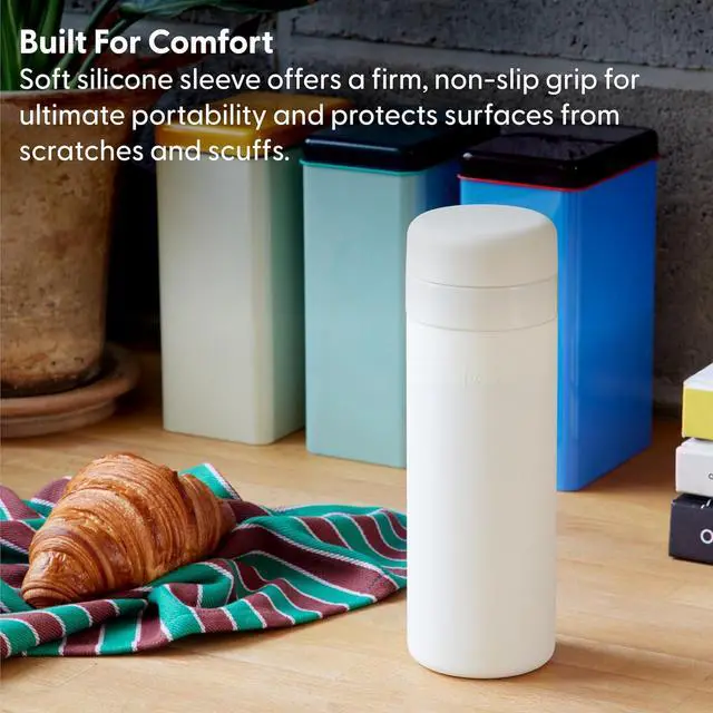 Alt view image 5 of 7 - Porter Insulated Bottle 20 oz | Clean Taste Ceramic Coating for Water Coffee & Tea | Wide Mouth Vacuum Insulated | Dishwasher Safe Cream