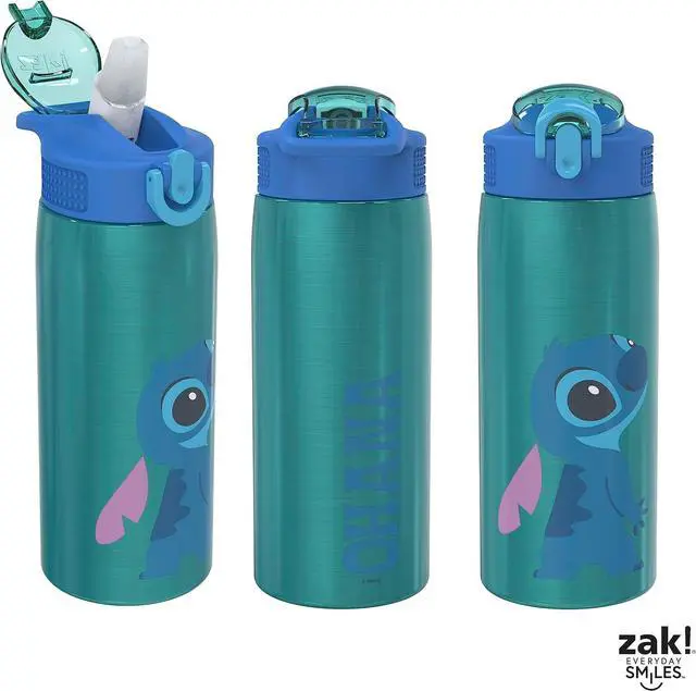 Alt view image 6 of 7 - Disney Lilo and Stitch Water Bottle for Travel and At Home 19 oz Vacuum Insulated Stainless Steel with Locking Spout Cover Built-In Carrying Loop Leak-Proof Design (Stitch)