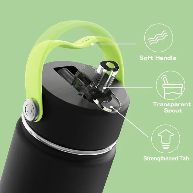 Alt view image 3 of 7 - Kids Water Bottle with Straw Lid 14oz Vacuum Insulated 316 Stainless Steel Water Bottles for Kids for School Leakproof Water Bottle BPA Free and Keep Cold for 24 Hours