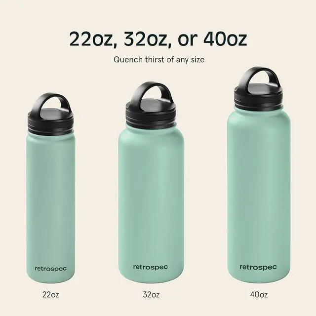 Alt view image 4 of 7 - Alder Insulated Water Bottle with Straw Lid & Handle Cap - Stainless Steel Wide Mouth Double-Wall Vacuum Insulated Thermos - BPA Free Leakproof Canteen