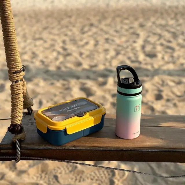 Alt view image 7 of 7 - 18 Oz Kids Insulated Water Bottle with Straw Lid  Stainless Steel Double Wall Vacuum Leak-Proof BPA-Free Water Bottles for School Boys & Girls(Yellow Orange)