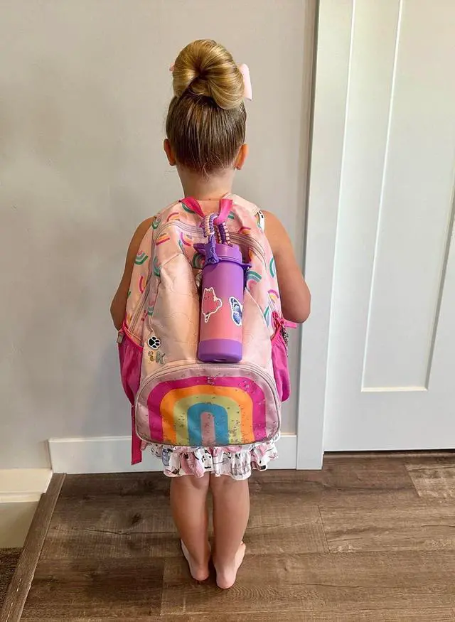 Alt view image 2 of 7 - Mininoo Kids Water Bottle for School 16oz Stainless Steel Insulated Water Bottle Kids with Paracord Handle for Girls Boys (2 Pack)