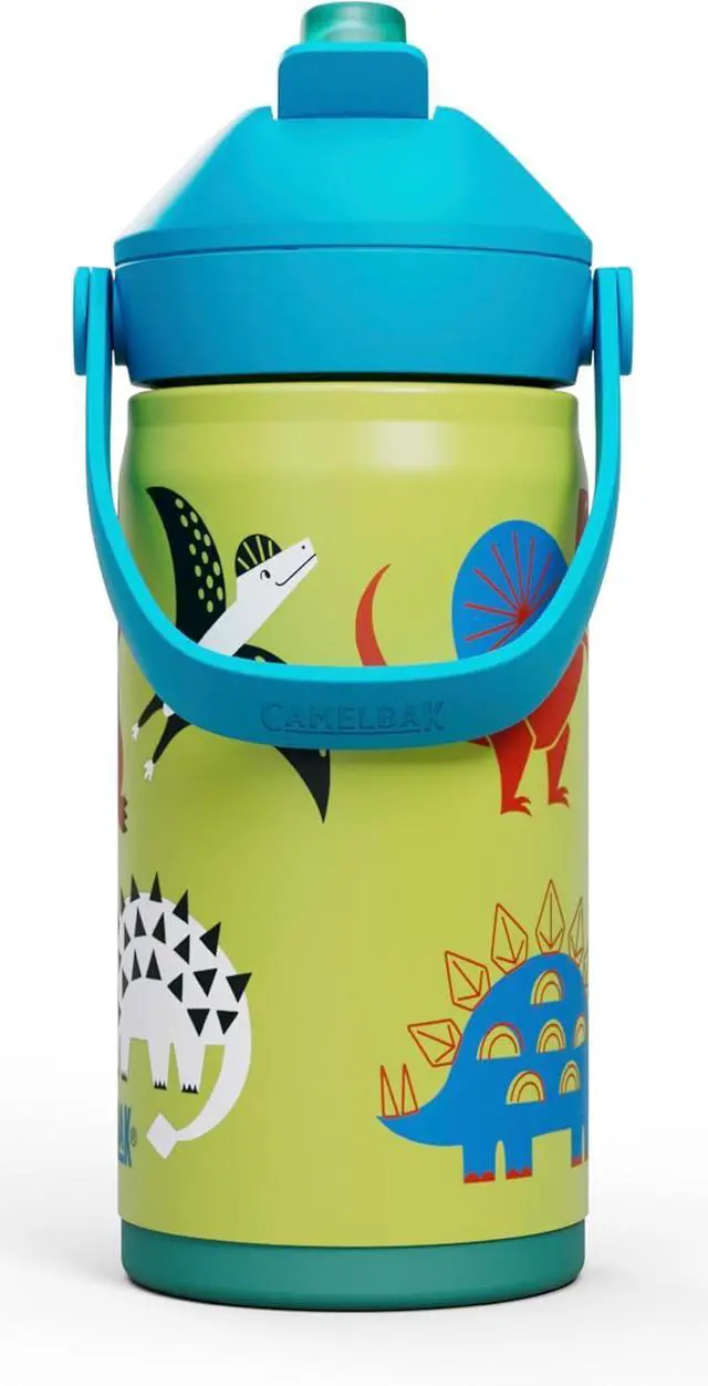 Alt view image 2 of 7 - Thrive Flip Straw Kids Bite Valve Stainless Steel Water Bottle Dino Jam 12oz