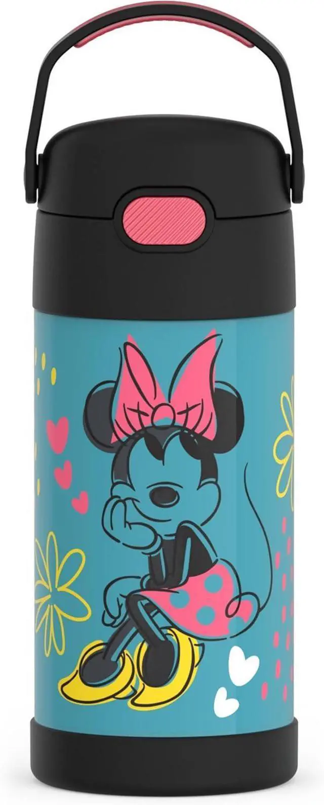 Main image of FUNTAINER Water Bottle with Straw - 12 Ounce - Kids Stainless Steel Vacuum Insulated Water Bottle with Lid Minnie Mouse